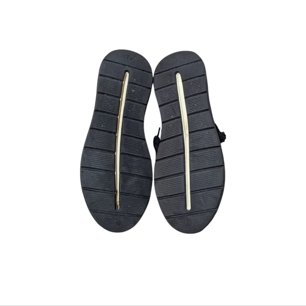 UGG Sneakers Adaleen Black Suede Leather 7 Athleisure Comfort Neutral Minamilist